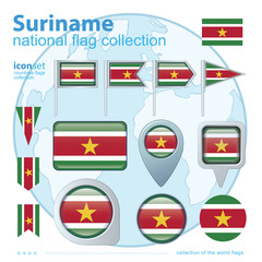  Flag of Suriname, icon collection, vector illustration