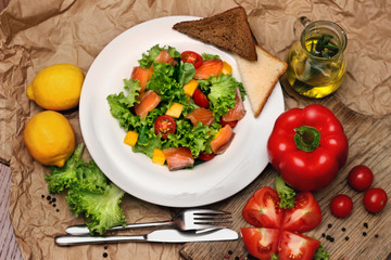 Salad with salmon