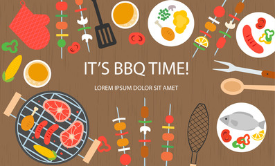 Cooking banner with grill top view
