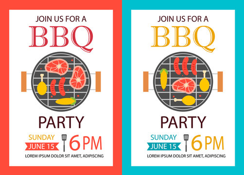 Barbecue party invitation. BBQ template flyer