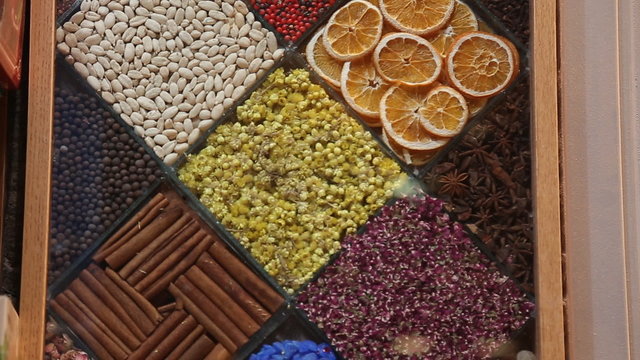 Image of market offering a selection of dried fruits