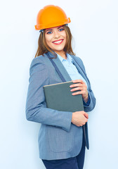 Business woman architect holding book