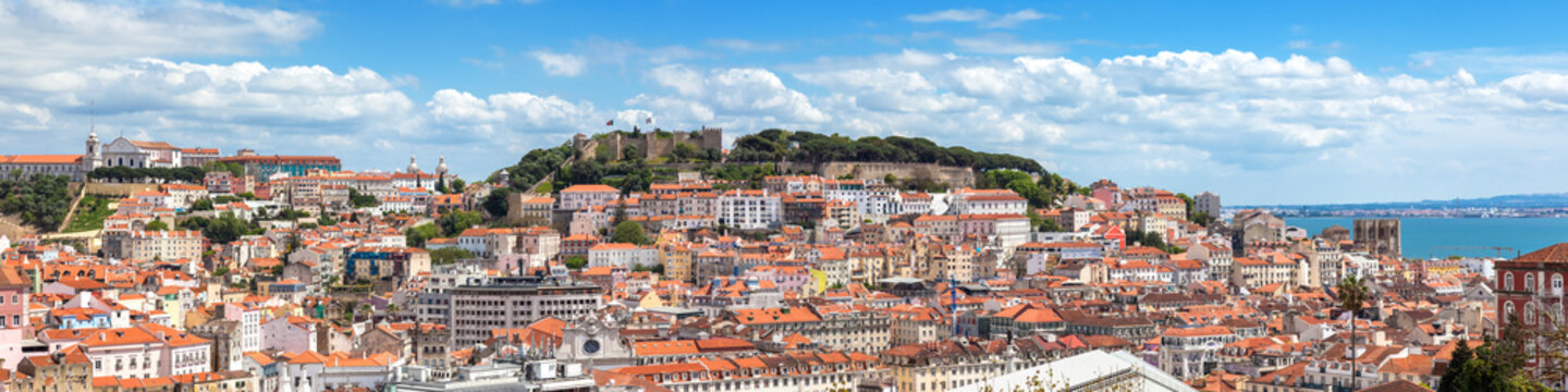 Panoramic view of Lisbon from Sao Pedro de Alcantara viewpoint -