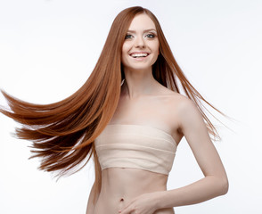 Naklejka premium Beautiful Woman with Clean Fresh Skin 