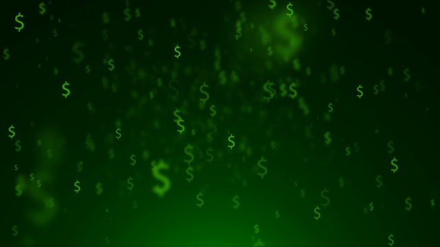Background of dollar green signs. Flying dollar signs