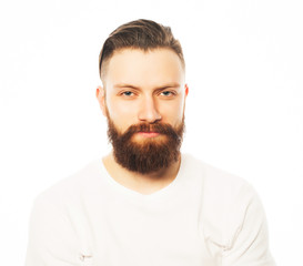 Obraz premium Stylish bearded man in white shirt. 