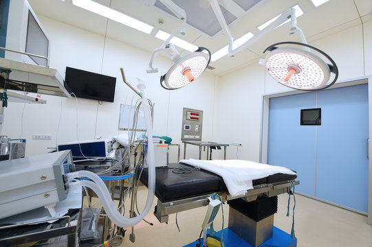 equipment and medical devices in modern operating room 