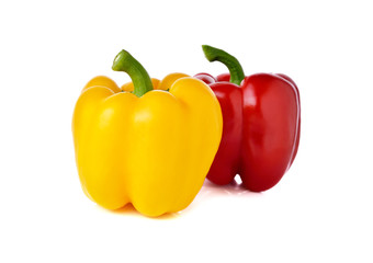 red yellow bell pepper on white background