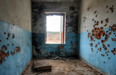 Room in a ruined building