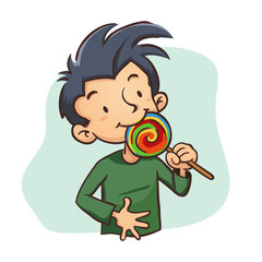 Boy Eating Lollipop Candy