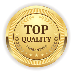 Gold top quality badge on white background
