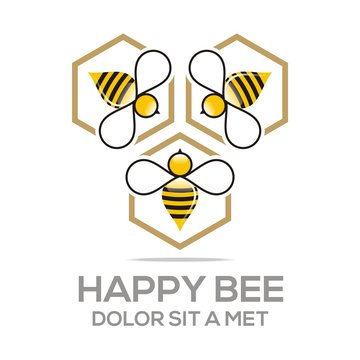 Logo Beehive Sweet Natural And Honeycomb Design