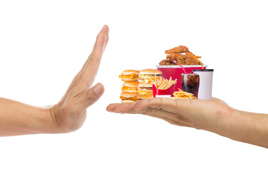 Hand refusing junk food