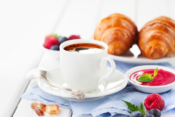 Croissants and coffee for breakfast