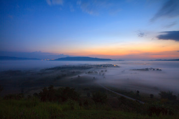 Fototapeta premium misty morning sunrise in mountain at Khao-kho Phetchabun,Thailan