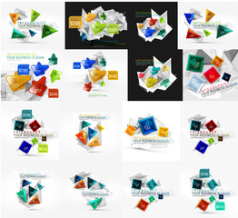 Set of light, paper design option infographic banner templates