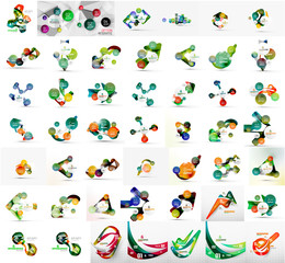 Mega set of light, paper design option infographic banner