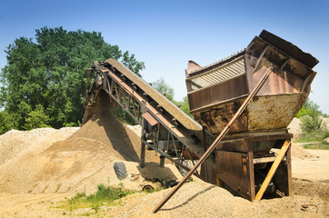 Fototapeta premium Gravel pit sieve, mining industry 