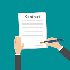 Businessman hand holding pen and signing business contract