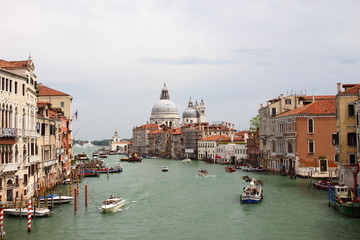 Busy traffic in the Grand Canal in Venice.