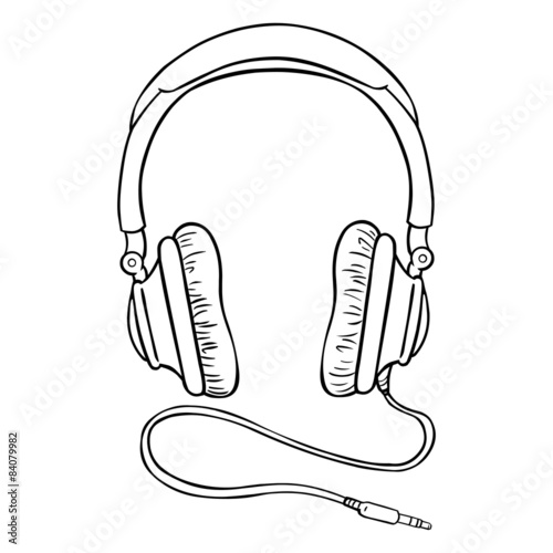 "Vector Single Lineart Circumaural Headphones with Wire" Stockfotos und