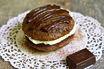 Chocolate whoopie with mascarpone.