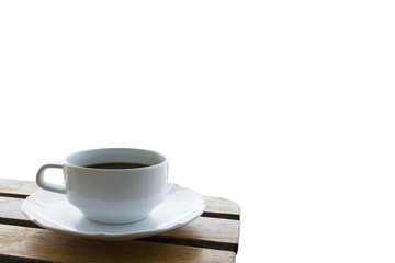 Coffee cup on wooden table