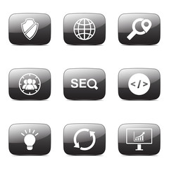 SEO Internet Sign Square Vector Black Icon Design Set 2