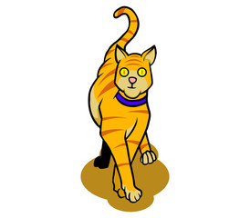 vector illustration of yellow cat