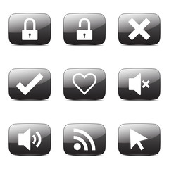 SEO Internet Sign Square Vector Black Icon Design Set 4