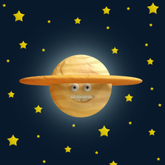 Fototapeta premium Cartoon funny planet plasticine or clay.