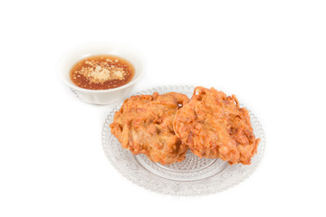 fried taro on crystal dish