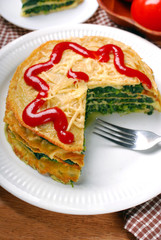 pancake cake with spinach