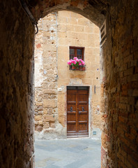 Glimpse of the town of Pienza in Tuscany