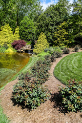 Fototapeta premium Landscaped Garden by Pond