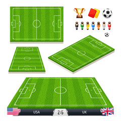 Naklejka premium Vector Illustration set of Soccer Fields in Four Different