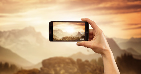 Smartphone Foto von Berglandschaft