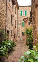 Fototapeta na wymiar Beautiful street of Pienza in Tuscany