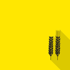 Wheat icon.   vector illustration. Isolated on Yellow background