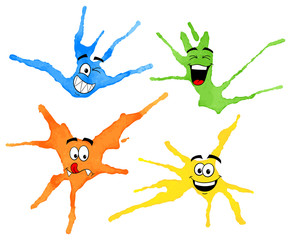 Kleckse mit Gesichtern 