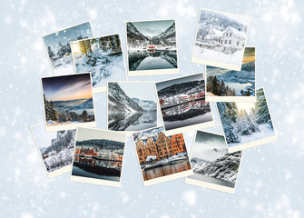 Fototapeta na wymiar Winter photo collage of Norway 