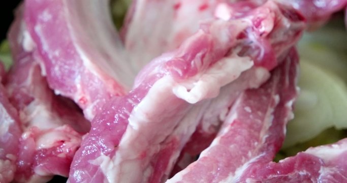 pork ribs macro uhd footage