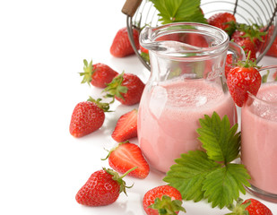 Milkshake with strawberries