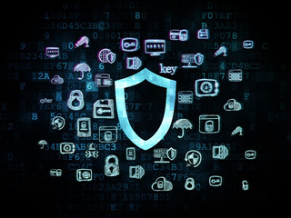 Fototapeta premium Protection concept: Contoured Shield on Digital background