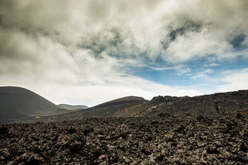 volcano and lava desert