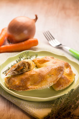 panzerotti with vegetables, selective focus