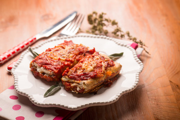 Italian lasagne,selective focus