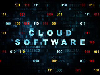 Obraz premium Cloud technology concept: Cloud Software on Digital background