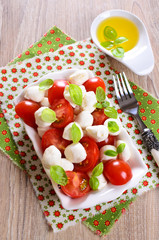 Mozzarella, tomatoes and basil