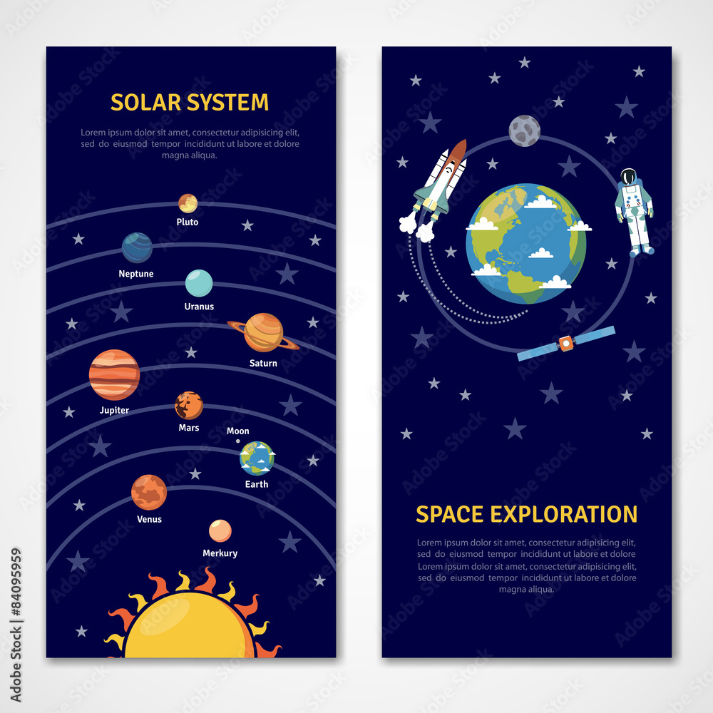 Canvas Prints Solar system and space exploration banners